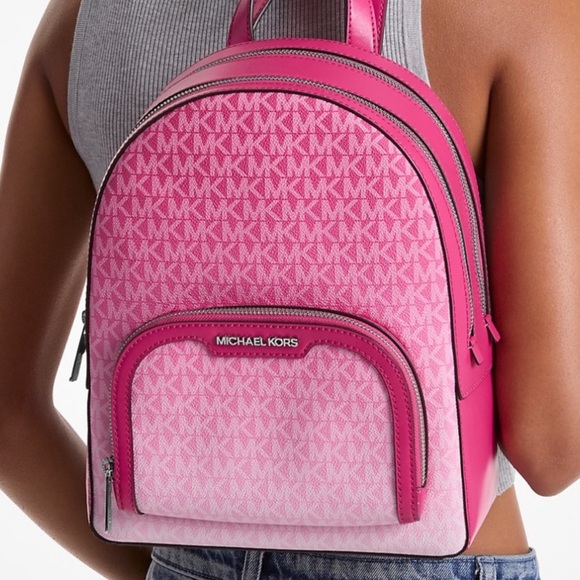 Michael Kors Jaycee Medium Ombré Signature Logo Backpack Dragonfruit - Picture 1 of 8
